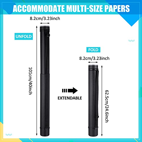 Henoyso 6 Pcs Extendable Poster Tubes Bulk with Strap Blueprint Holder & Carrying Case for Maps, Documents, Artworks, Banners (L) - size: L