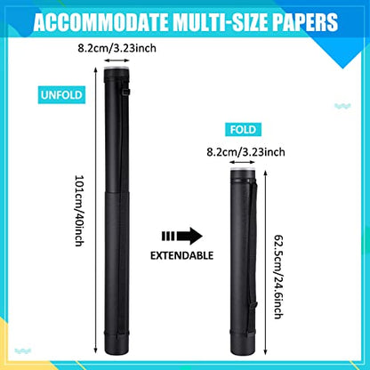 Henoyso 6 Pcs Extendable Poster Tubes Bulk with Strap Blueprint Holder & Carrying Case for Maps, Documents, Artworks, Banners (L) - size: L