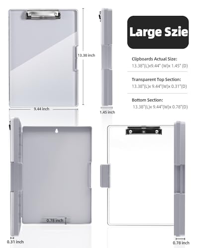 Clearview Clipboard with 2 Storage, Dry Erase 8.5x11 Heavy Duty ClipBoards - High Capacity Coaches Clip Board with Pen Holder - Side Opening Plastic Nursing Clip Case (Lvory) - color: Lvory