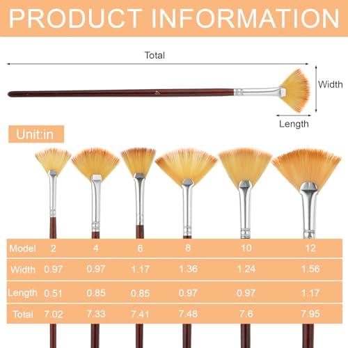 18 Pcs Fan Paint Brushes, Artist Painting Brush Set Professional Soft Anti-Shedding Nylon Brush Wooden Handle Oil Acrylic Brush Suitable for Acrylic Painting, Oil Watercolor Painting - color: Brown