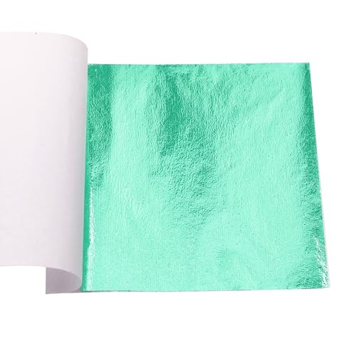 KINNO 100 Sheets Gold Leaf Sheets - Emerald Green Foil Papers Multipurpose for Home, Wall, Frame, Ceiling, Furniture Decoration, 3.15 by 3.35 Inches - color: Emerald Green