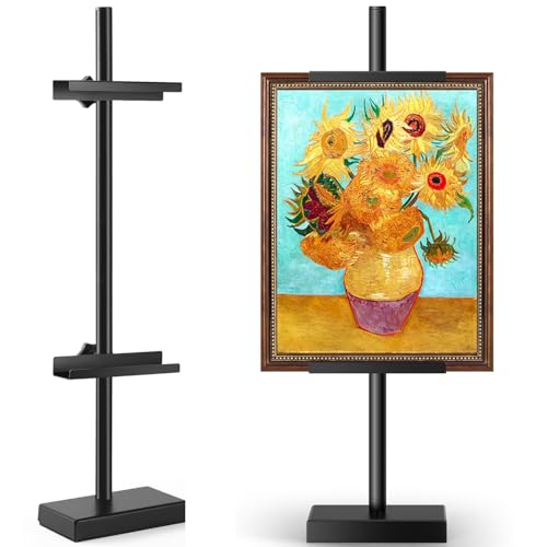 Rofio Adjustable Tabletop Easel Stand, Picture Easels for Display up to 28.5 Inches, Heavy Duty Metal Picture Frame Holder for Artwork, Signs & Certificates Display Stand (Black) - color: Black