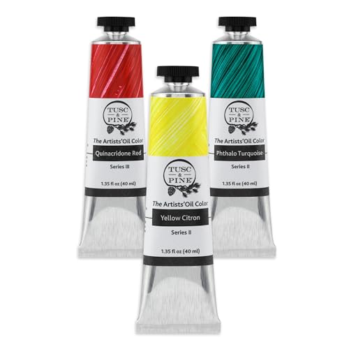 Tusc & Pine Artist Oil Paint - 40 ml Set of 3- Assorted Mixing Colors -Non-Yellowing, Rich & Creamy Consistency, Maximum Pigment Load, Small Batch Milled Oil Paints Developed for Professional Artists - color: Mixing, size: 1 Count (Pack of 3)