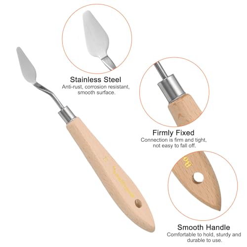 HARFINGTON 4pcs 2# Painting Palette Knife Pointy Stainless Steel Art Spatula Painting Pallet Knives Scrapers Tools with Plastic Handle for Acrylic Oil Canvas Mixing Spreading - size: 30mm x 14mm