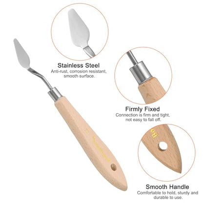 HARFINGTON 4pcs 2# Painting Palette Knife Pointy Stainless Steel Art Spatula Painting Pallet Knives Scrapers Tools with Plastic Handle for Acrylic Oil Canvas Mixing Spreading - size: 30mm x 14mm