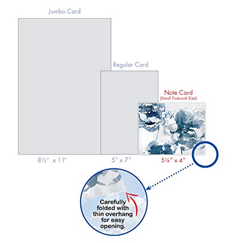 The Best Card Company - 10 Boxed Note Cards with Flowers - Blank Assorted Floral Notecards Bulk (4 x 5.12 Inch) - Indigo Blooms M6597OCB - style: Indigo Blooms