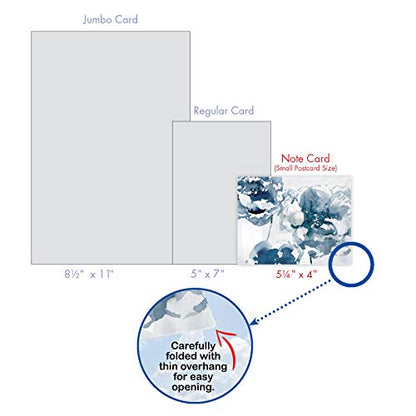 The Best Card Company - 10 Boxed Note Cards with Flowers - Blank Assorted Floral Notecards Bulk (4 x 5.12 Inch) - Indigo Blooms M6597OCB - style: Indigo Blooms