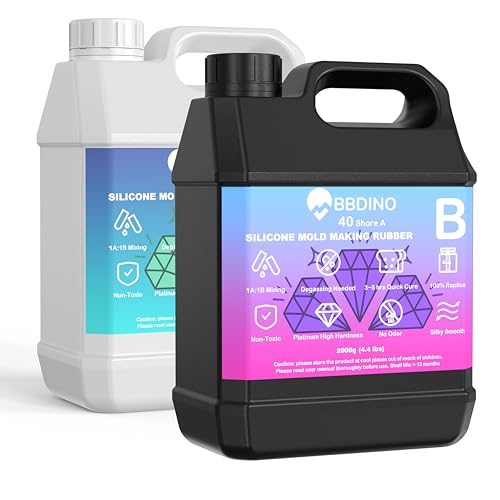 BBDINO Silicone for Mold Making High Hardness 40A Platinum Silicone 1 Gal. | 1A:1B Mix 3h Fast Cure Super Firm & Strong Liquid Mold Making Silicone Ideal for Concrete/Cements/Artificial Stone Molding - color: 8.8 lbs