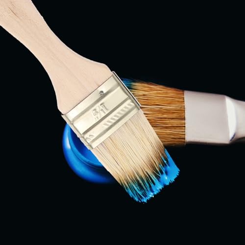 5pcs Paint Brush Set with Sturdy Wooden Handles Thick Bristles for Oil Painting Furniture Staining Varnish Watercolor and Craft Projects