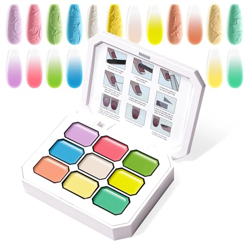 Gradient Painting Gel, 9 Colors Ombre Gel Nail Polish for 3D Nail Sculpting Gel Painting Effect Pigment Pat Nails Aura Nails, French Manicure Long Lasting Home Salon Nail Art Easter Egg - color: Easter Egg