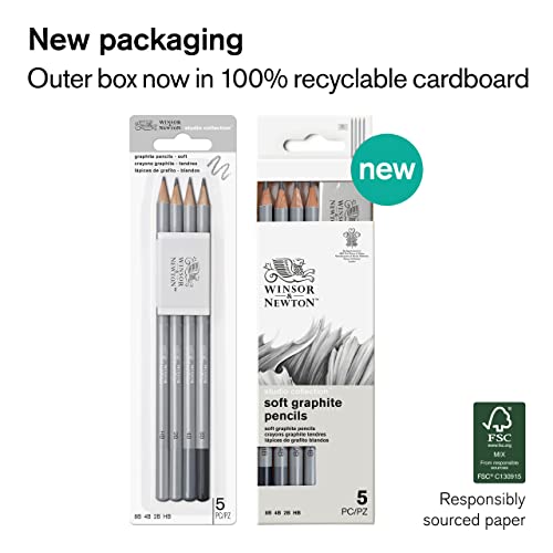 Winsor & Newton Studio Collection Artist Pencils, Graphite Pencils, Set of 5 - style: 5 Graphite Pencils