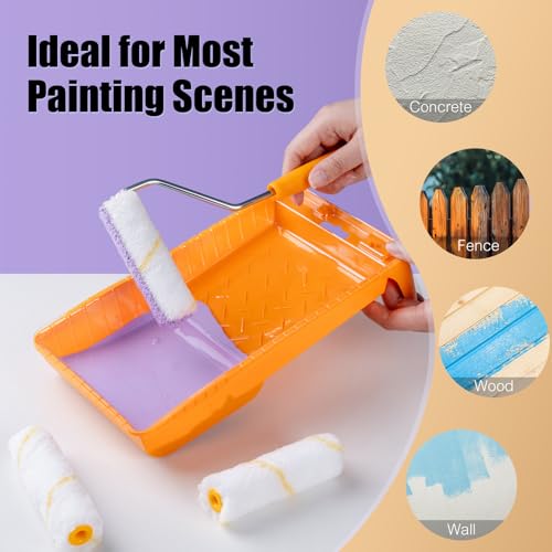 Mister Rui Paint Roller Kit 22 Piece, 4" 2" Paint Rollers, Foam Paint Roller, Microfiber Roller Covers for Painting Walls, Small Paint Roller, Mini Rollers for Painting Furniture, Stenciling