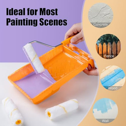 Mister Rui Paint Roller Kit 22 Piece, 4" 2" Paint Rollers, Foam Paint Roller, Microfiber Roller Covers for Painting Walls, Small Paint Roller, Mini Rollers for Painting Furniture, Stenciling