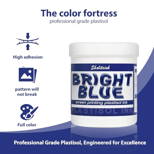 Shaliteink® Screen Printing Plastisol Ink Bright Blue - Highly Opaque Screen Printing Ink for Cotton, Polyester and Other Fabrics (32oz.) - color: Bright Blue, size: 32 fl oz