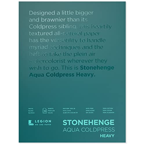 Stonehenge Aqua White Heavy Weight Block, 300lb, Coldpress, 9 x 12 Inches, 10 Sheets for Wet and Dry Media - size: 9 x 12