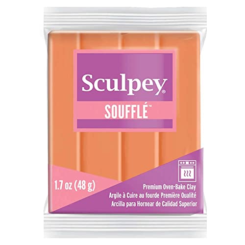 Sculpey Soufflé™ Polymer Oven-Bake Clay, Pumpkin Orange, Non Toxic, 1.7 oz. bar, Great for jewelry making, holiday, DIY, mixed media and more! Premium light-weight oven bake clay. - color: Pumpkin, size: 1.7 oz