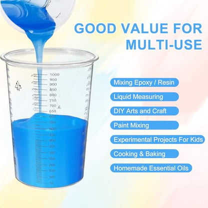 50-Pack Mixing Cups Set Paint Mixing Cups 32 oz (1000ml) with 50 Wooden Sticks,Easy Measuring Ratios 2:1, 3:1, 4:4,Ideal for Epoxy Resin, Paint, and More - size: 50P-32OZ