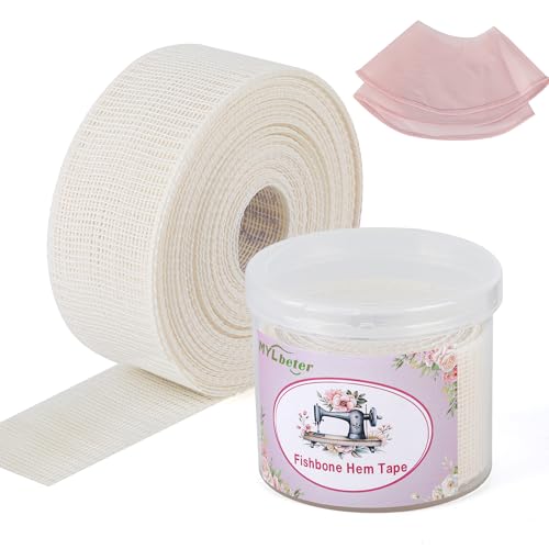 Fishbone Hem Tape for Sewing 2.5 Yards Edge Roller for Chiffon & Thin Fabrics Sewing Tool for Beginners and Enthusiasts Tailors Helper Sewing Supplies 3.5cm Width Frills Hem Sewing Guide - color: beige 2.5yards