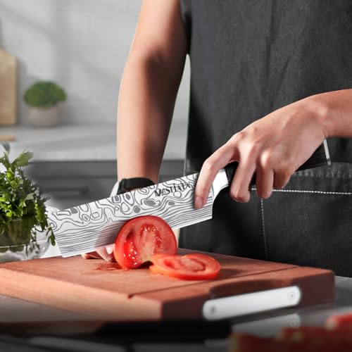 MOSFiATA Professional Chef Knife Set with German High Carbon Stainless Steel Kitchen Knife Set 3 PCSwith Finger Guard,Knife Sharpener,Knives Set for Kitchen with Gift Box - style: 3pcs knife set
