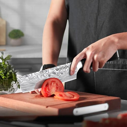 MOSFiATA Professional Chef Knife Set with German High Carbon Stainless Steel Kitchen Knife Set 3 PCSwith Finger Guard,Knife Sharpener,Knives Set for Kitchen with Gift Box - style: 3pcs knife set