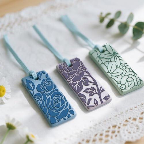 4 Pcs Large-Scale Floral Pattern Polymer Clay Texture Sheet Rubber Clay Texture Mat for Polymer Clays Making Earrings Jewelry DIY Crafts, 4 × 2.5 Inch - style: Large-scale Floral