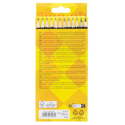 Idena 23906 Sketching Pencils Assorted Hardness Levels Pack of 12