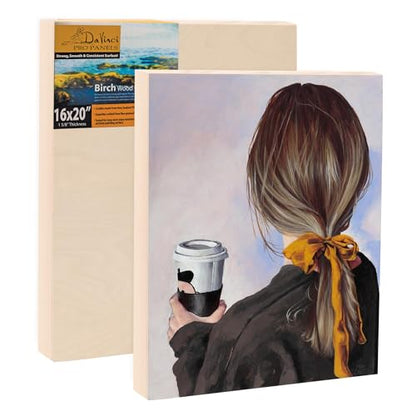 Da Vinci Pro Ultra Smooth Wood Canvas Gesso Board - 3/4" Deep, 12x24 Single White Acrylic Polymer Gesso Panels for Painting Fine Portraits and Ultra Fine Detail Illustrations and Artwork - size: 12x24"