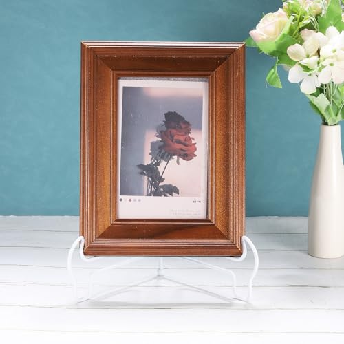 uxcell 6 Inch Plate Stand for Display, Iron Decorative Plate Holders Folding Display Stand Easel for Book Platter Photo Picture Frame Tabletop Art, White
