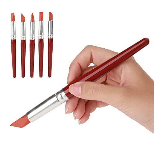 Sunicon Silicone Clay Sculpting Tools, 5pcs Color Shapers for Painting Pottery Carving Tools Polymer Clay Sculpting Tool Pen Wipe Out Painting Brushes for Sculpture Pottery, Blending, Drawing