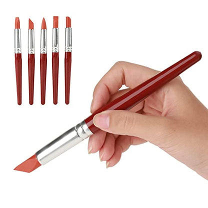 Sunicon Silicone Clay Sculpting Tools, 5pcs Color Shapers for Painting Pottery Carving Tools Polymer Clay Sculpting Tool Pen Wipe Out Painting Brushes for Sculpture Pottery, Blending, Drawing