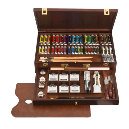 Rembrandt Oil Color Paint Excellent Wood Box Set, 19x15ml Tubes + 18x40ml Tubes + 3x60ml Tubes + 1x150ml Tube + 48 Accessories