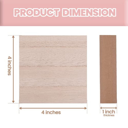 (12-Pack) - 4” x 4” Wooden Blocks for Crafts - 1-Inch Thick Square MDF Blocks - Smooth Surface with Wood Grain Pattern - Highly Customizable Blank Wood Squares - size: 4 x 4 x 1" (12 Pack)