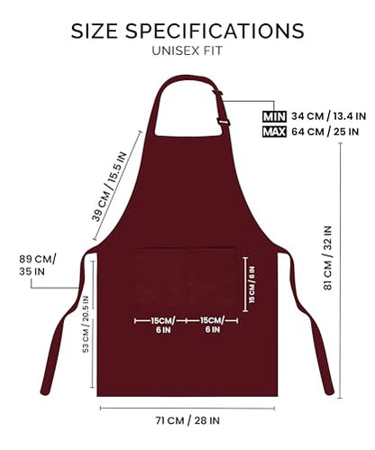 Utopia Kitchen 2 Pack Bib Apron, Adjustable with 2 Pockets, Water and Oil Resistant, Cooking Kitchen Chef Apron for Women Men - color: Burgundy