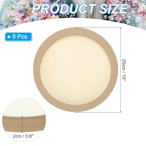 PATIKIL 10" Round Wood Canvas Panels, 6pcs Unfinished Wood Plaque Disc Circle Board for Craft Projects, Art Painting, Carving, Engraving, DIY - size: 10"