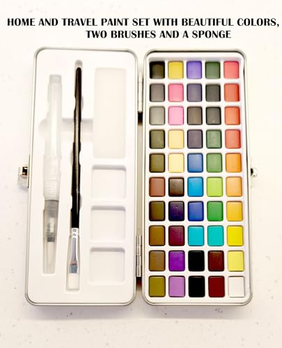 EG Liberty 50 Color Solid Watercolor Paint Set, Professional Artist Watercolors, Metal Tin Kit with Brushes and Mixing Palette