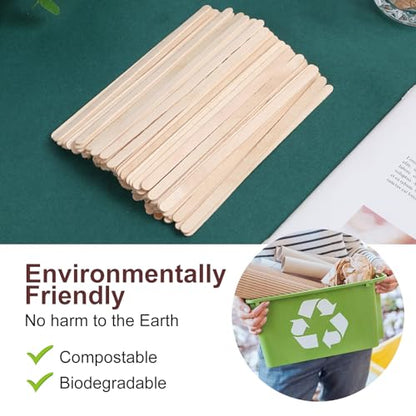 Wooden Coffee Stirrers Individually Wrapped 5.5" Coffee Stir Sticks 100 Pcs, Natural Birch Round End Thick Birch Wood Eco-Friendly Suitable for Coffee, Cocktail and Hot Drinks - color: Individually Wrapped, size: 100 Pack