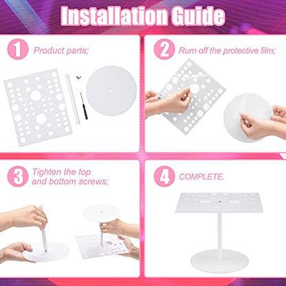Jetec 54 Holes Acrylic Brush Holder Makeup Brush Drying Rack Collapsible Holder Stand for Acrylic Nail Lover(White) - color: White