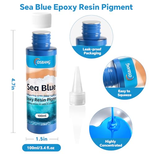 Sea Blue Epoxy Resin Pigment 100ml/3.4 fl.oz, High Concentration Liquid Colorant for Resin Art, Ideal for Creating Waves, Cells, and Unique Ocean DIY Crafts - color: Sea Blue