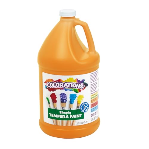 Colorations Paraben-Free Tempera Paint for Kids - 1 Gallon, Vibrant Orange Non-Toxic and Made in the USA, Classroom Must Haves, Bulk Arts and Crafts Supplies - color: Orange