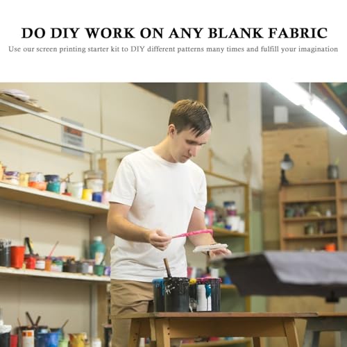 PRETYZOOM Screen Printing Kit with Silk Screen Printing Frame, Inkjet Film, Wood Stick and Squeegee for DIY Crafts and Printmaking Supplies