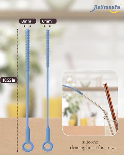 Straw Cleaner Brush Set - Raymeefa Scratch-Free Detail Cleaning for Reusable Straws & Tumblers (Blue) - color: Blue
