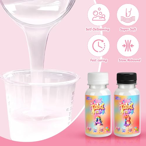 GiftmiyHime Taba Squishy Making Kit – Two Different Sets of A+B Silicone (Clear & Translucent) for Beginners to Create Various Squishy Styles