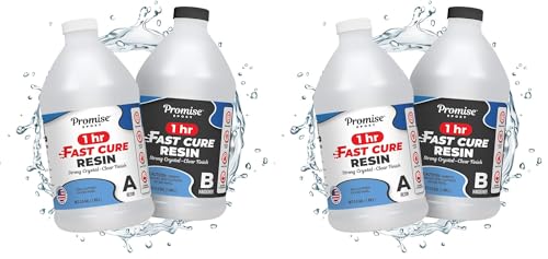 Promise Epoxy Fast Cure Resin 1 Gal - Crystal Clear UV-Resistant, Self-Leveling, No VOCs with 1-Hour Demold Time, for Jewelry Making, Crafts, Coatings, Use with Mica Powder & Dyes (Pack of 2) - size: 1 Gallon (Pack of 2)