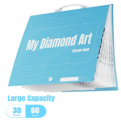 ARTDOT A2 Storage Book for Diamond Art Kits, Diamond Art Portfolio Folder with 30 Pocket Slevees Protectors (39.7 x 56cm) - size: A2:22x16.4 inches