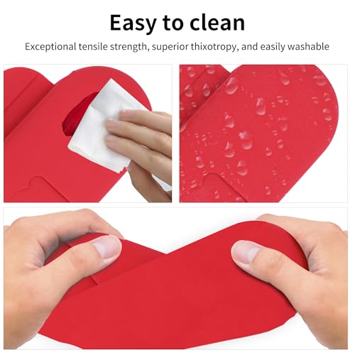 Travel Makeup Brush Holder with Cleaning Pad -Silicone Brush Organizer Case, Magnetic Closure Waterproof Cosmetic Bag for Easy Storage & On-the-Go Cleaning (9.05 Inch) - color: Red
