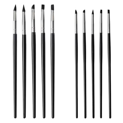 10 Pcs Silicone Paint Brushes, Silicone Sculpting Tools, 5 Shapes Head Rubber Paint Pens Flexible Clay Carving Tools for Pottery Handicraft Nail Art Artwork - color: 10 Pcs