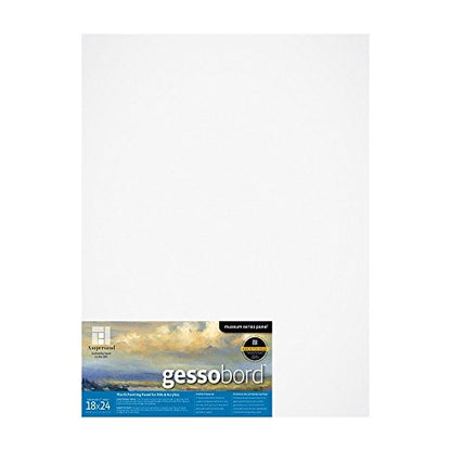 Ampersand Art Supply Museum Series Gessobord | 18x24 | 2" Cradled Profile | Gesso Wood Painting Panel for Oil and Acrylic Paint & Mixed Media | Canvas Panel Alternative in Professional Art Supplies - size: 18" x 24", style: 2 Inch Cradle