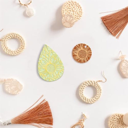 Polymer Clay Sunflower Texture Sheets for Earring Jewelry Making, Clay Floral Texture Mat for Polymer Clay Projects, Stamps and Earrings Tools - style: sunflowers