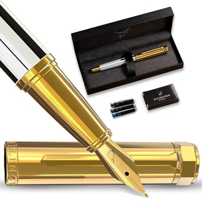 Ellington Pens Luxury Fountain Pen Set - Smooth Fine Nib- Includes 3 Ink Cartridges, Refillable Ink Converter, Gift Box- Fountain Pens For Writing, Calligraphy, Journaling, Sketching (Master Chopin) - color: Master Chopin, style: Fine