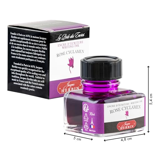 Herbin Fountain Pen Ink - 30ml Bottled - Rose Cyclamen - color: Rose Cyclamen, size: 1 fl oz